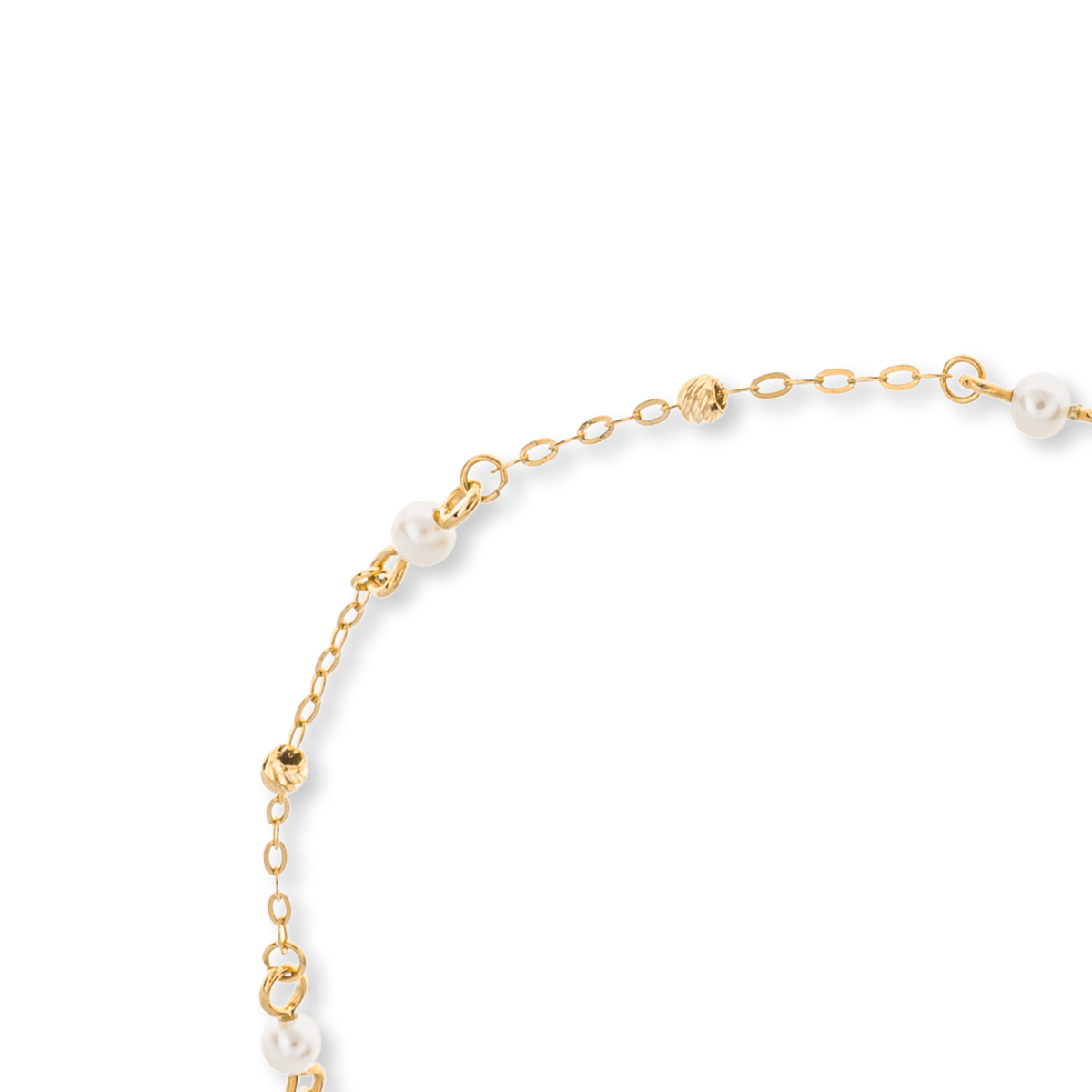 9ct Yellow Gold Freshwater Pearl Trace Link Station Bracelet