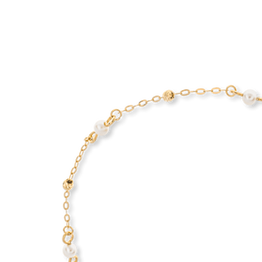 9ct Yellow Gold Freshwater Pearl Trace Link Station Bracelet