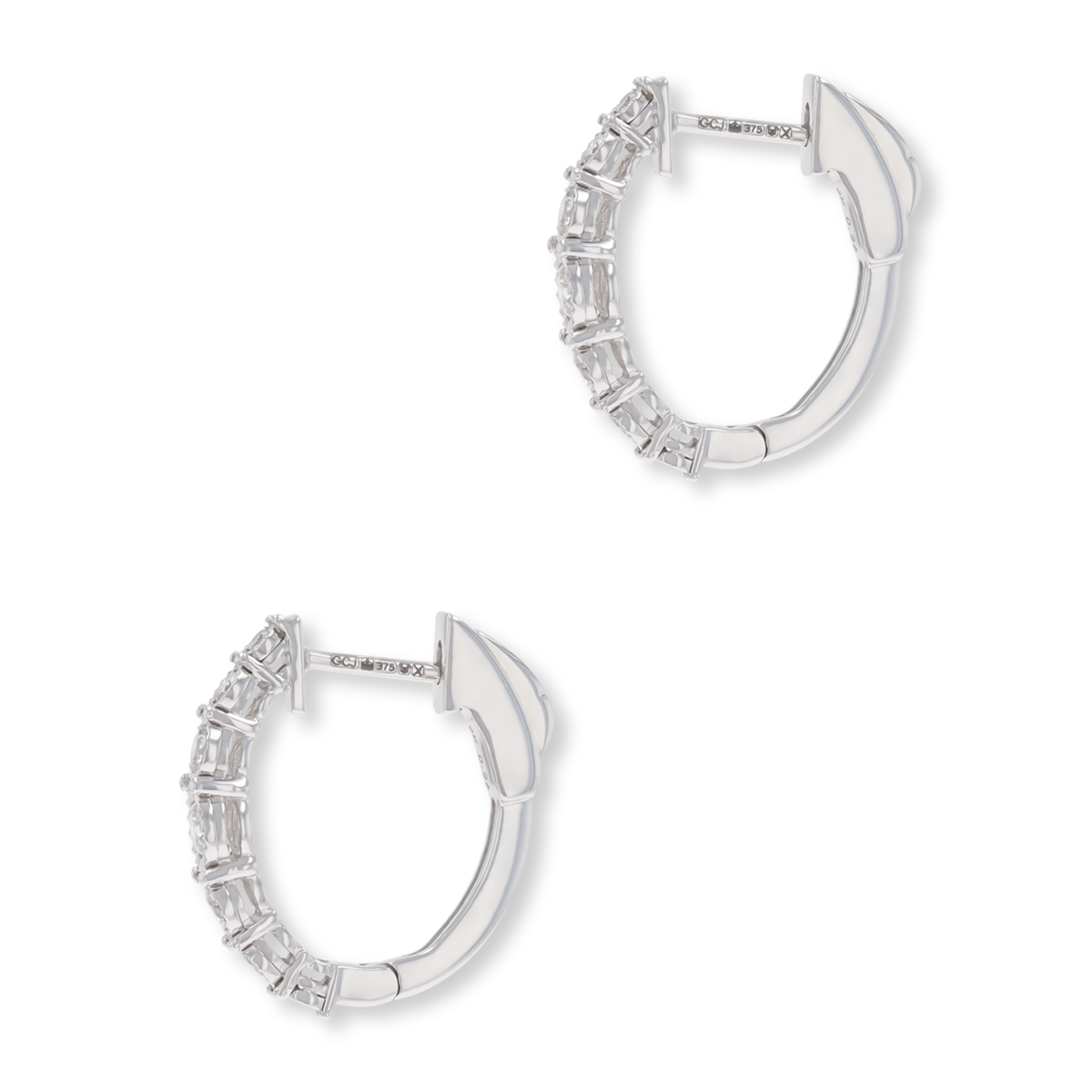 9ct White Gold Illusion Set Graduated Diamond Hoop Earrings