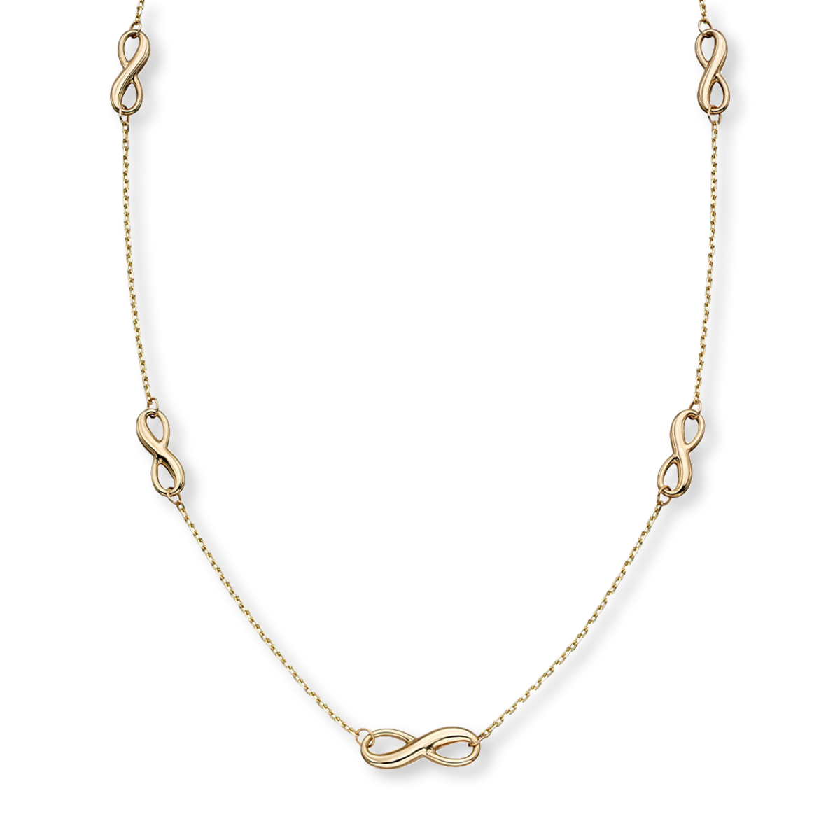 9ct Yellow Gold Infinity Station Necklace