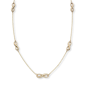 9ct Yellow Gold Infinity Station Necklace