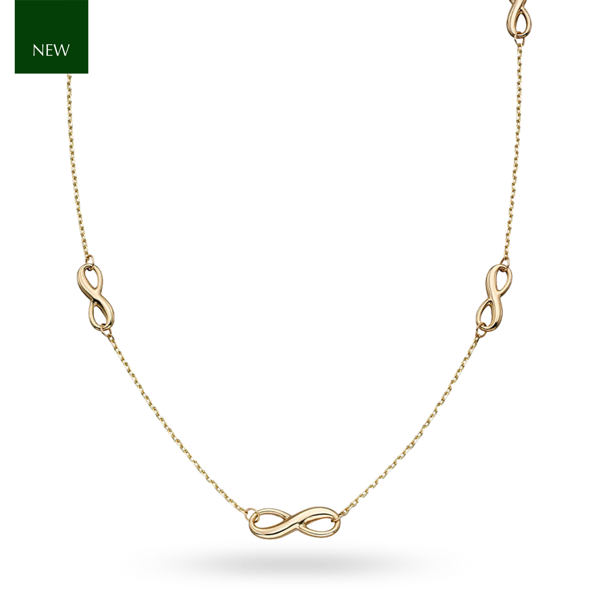 9ct Yellow Gold Infinity Station Necklace