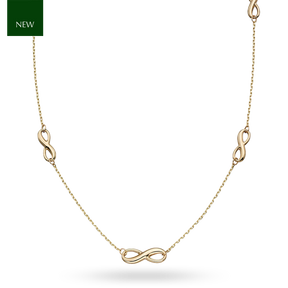 9ct Yellow Gold Infinity Station Necklace