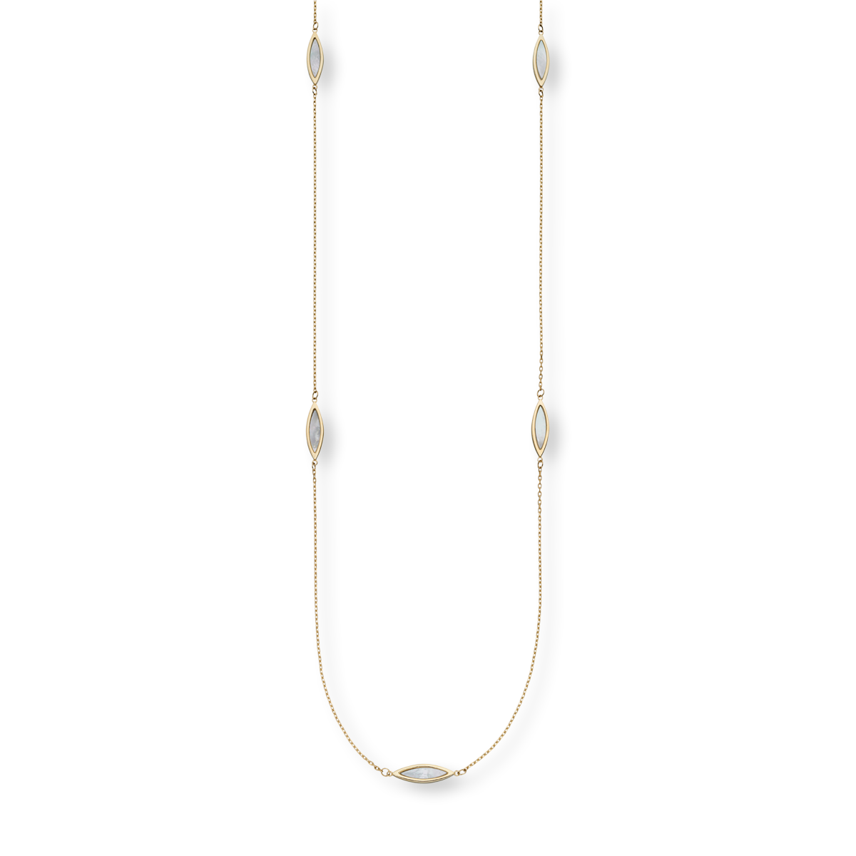 9ct Yellow Gold Mother Of Pearl Station Necklace