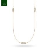 9ct Yellow Gold Mother Of Pearl Station Necklace