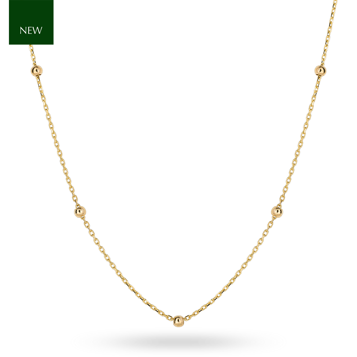 9ct Yellow Gold Fine Ball Station Necklace