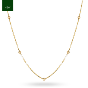 9ct Yellow Gold Fine Ball Station Necklace
