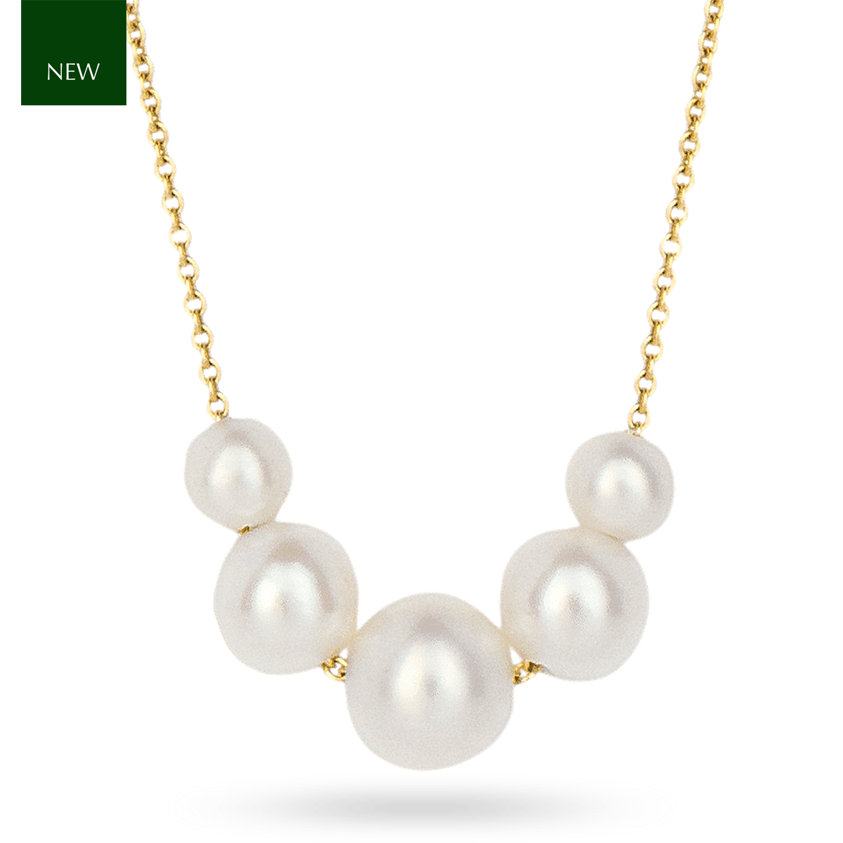 9ct Yellow Gold Freshwater Pearl Rolo Chain Necklace