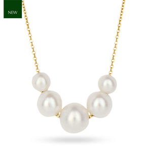 9ct Yellow Gold Freshwater Pearl Rolo Chain Necklace