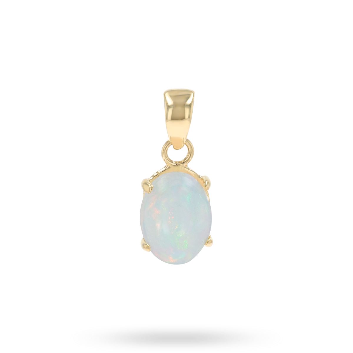 9ct Yellow Gold Oval Shaped Opal Solitaire Pendant