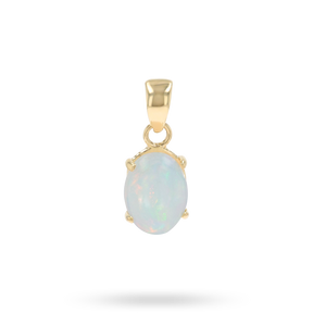 9ct Yellow Gold Oval Shaped Opal Claw Set Pendant