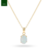 9ct Yellow Gold Oval Shaped Opal Claw Set Pendant & Chain