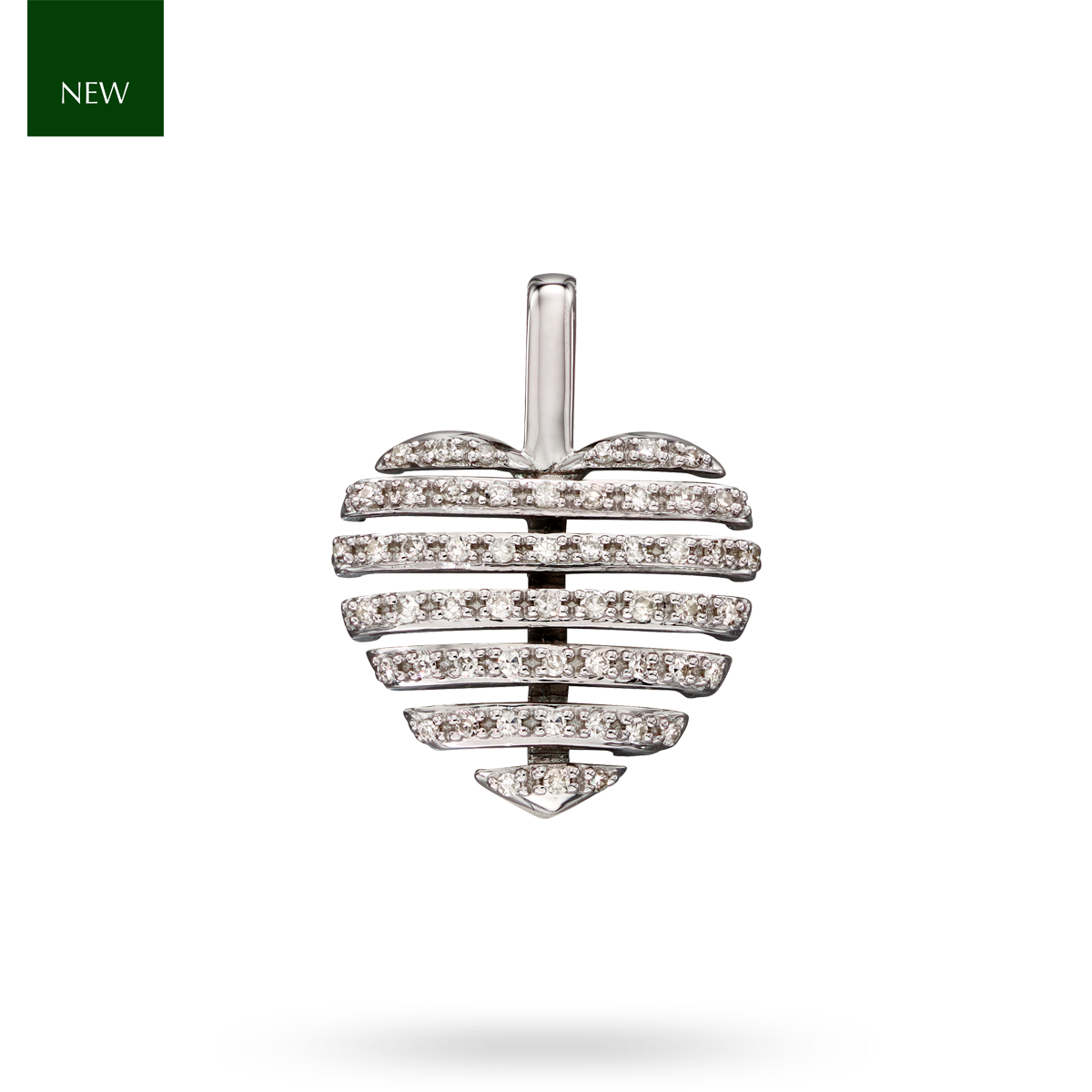 9ct White Gold Diamond Split Heart Pendant