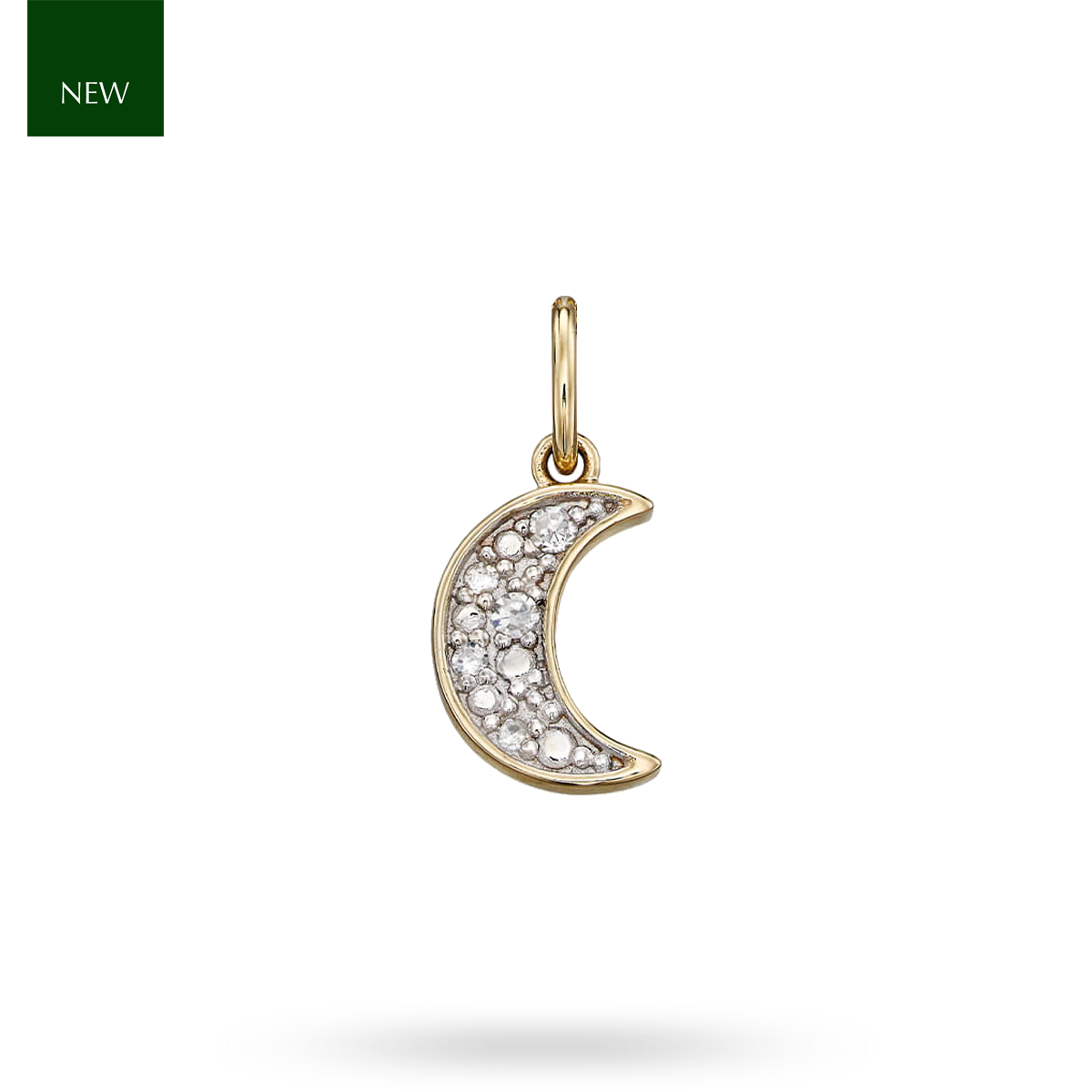 9ct Yellow Gold Diamond Set Moon Pendant