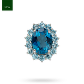 9ct White Gold Blue Topaz Cluster Pendant