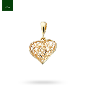 9ct Yellow Gold Caged Heart Pendant