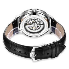 Rotary Greenwich Skeleton Automatic, Silver Dial with Black Leather Strap - GS02940/06