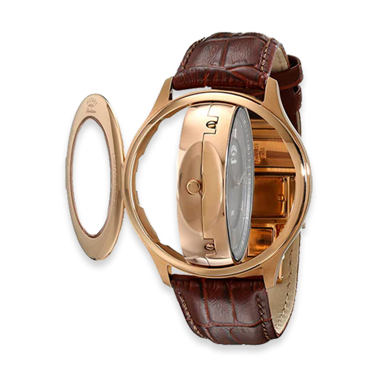 Rotary Revelation, Reversible White Dial with Brown Leather Strap - GS02967/06/10