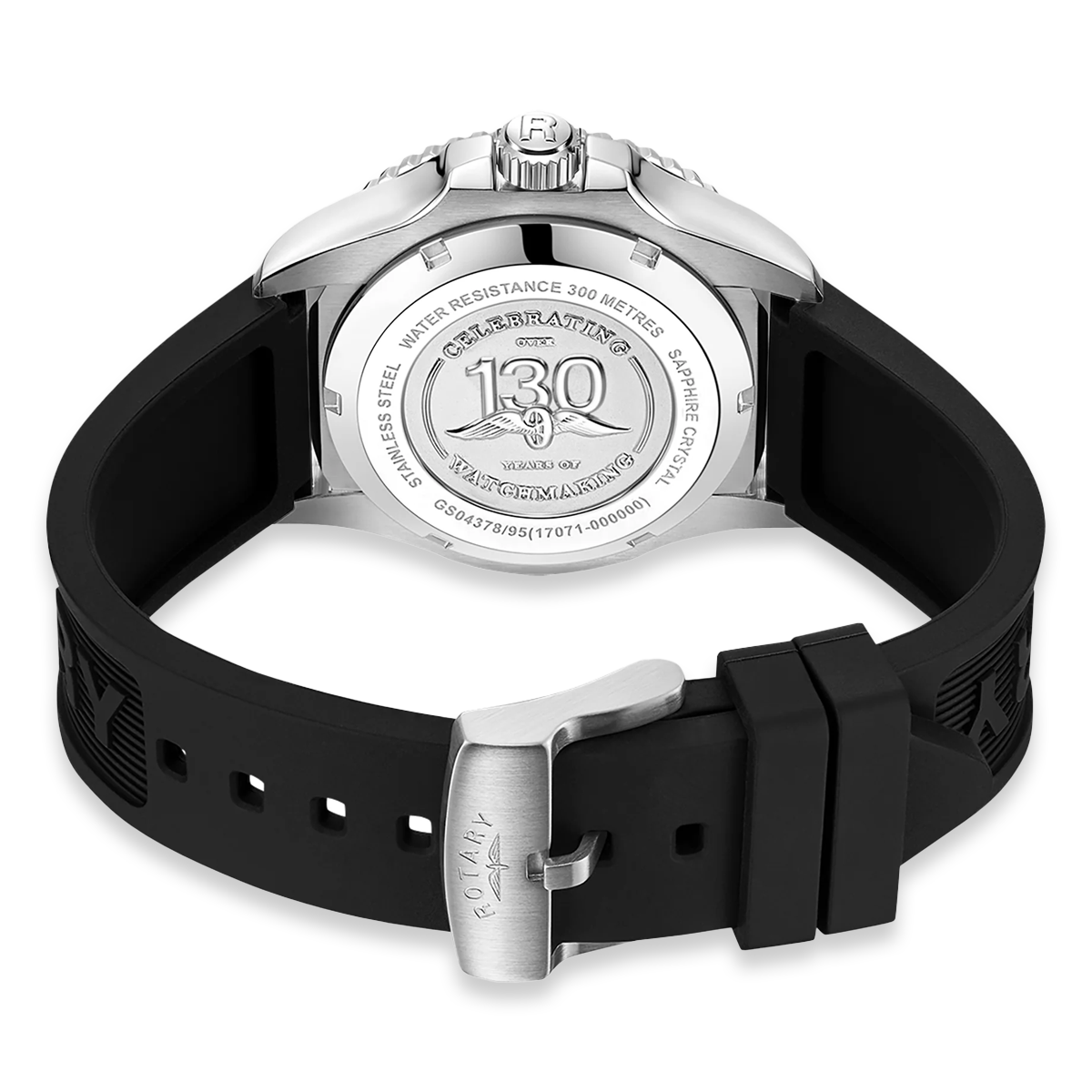 Rotary Seamatic 300 GMT Automatic, Black Dial with Black Silicone Strap - GS04378/95