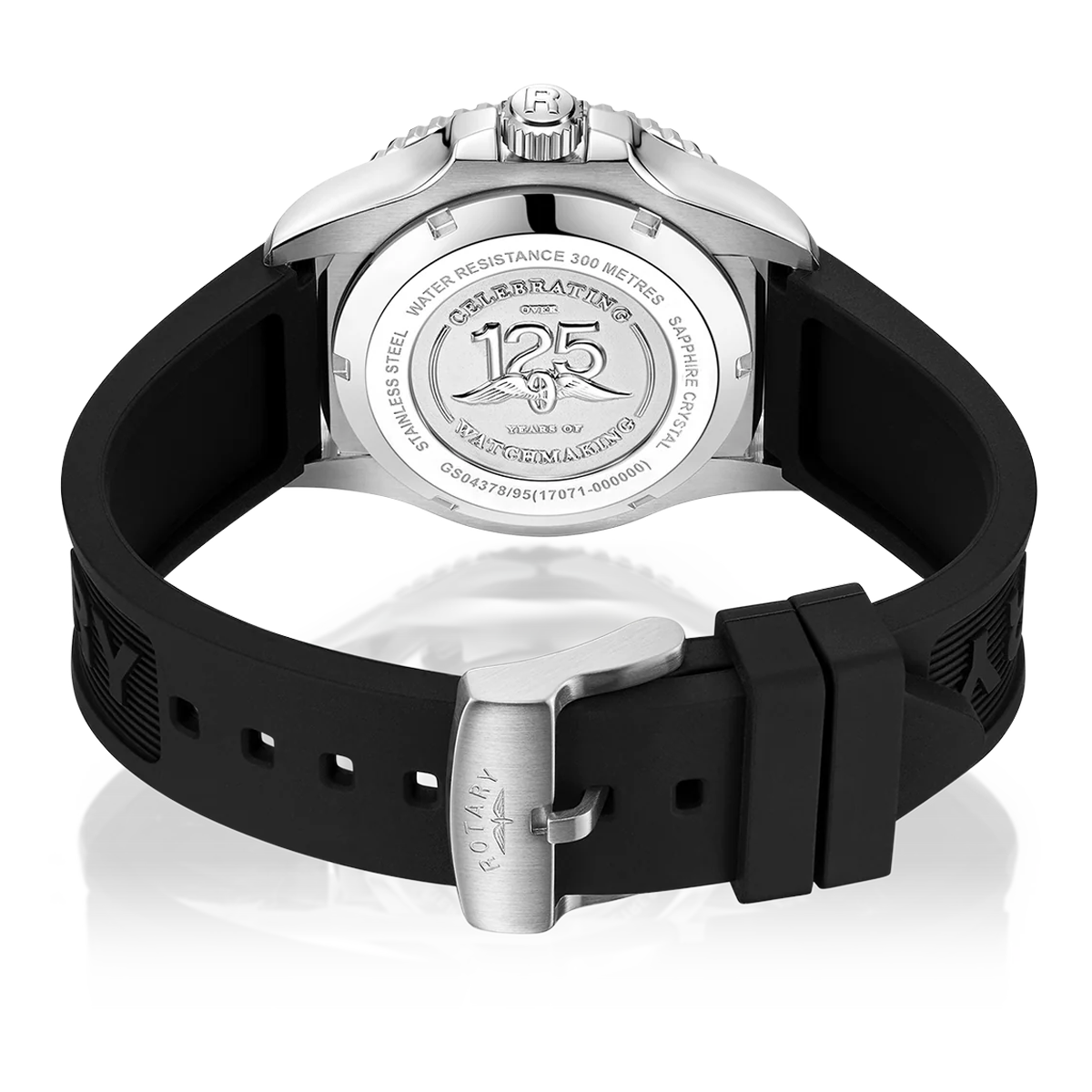 Rotary Seamatic 300 GMT Automatic, Black Dial with Black Silicone Strap - GS04378/95