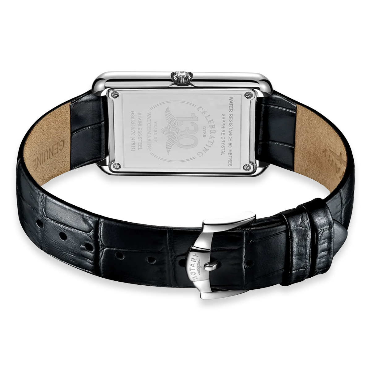 Rotary Heritage Astoria, Silver Dial with Black Leather Strap GS05280/70