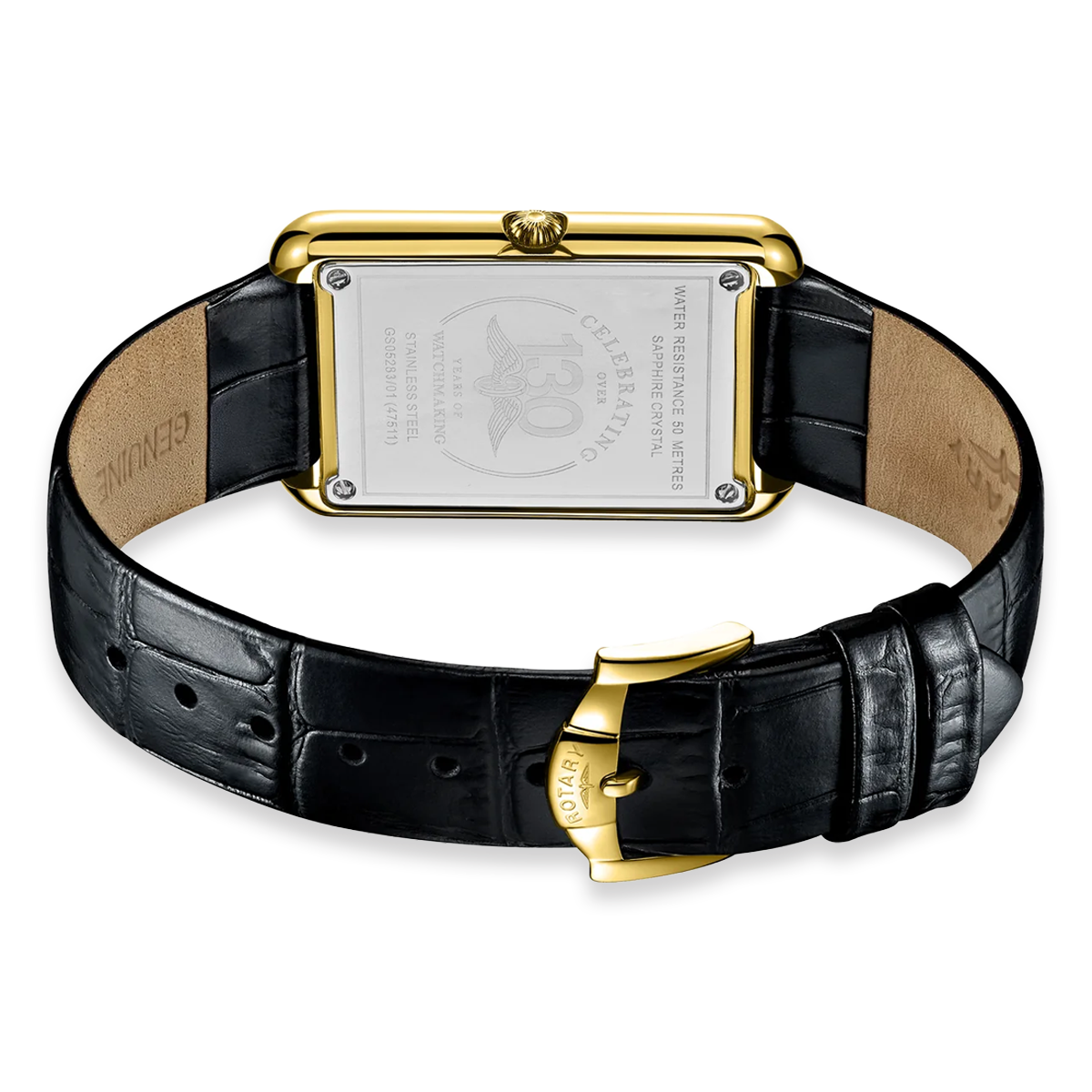 Rotary Cambridge Watch, White Dial with Black Leather Strap - GS05283/01