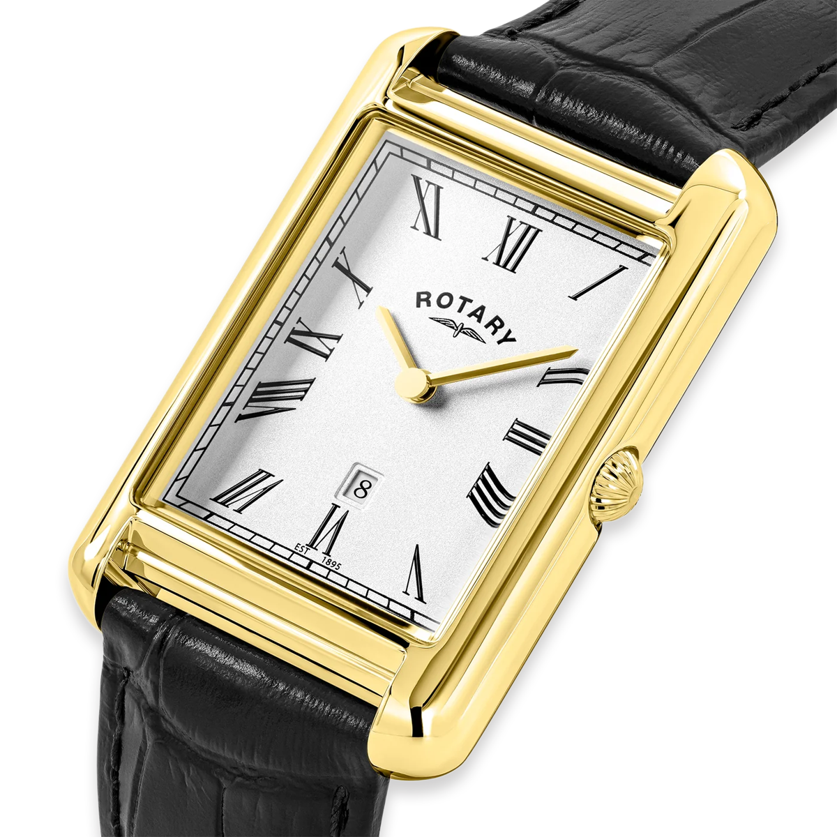 Rotary Cambridge Watch, White Dial with Black Leather Strap - GS05283/01
