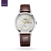 Rotary Heritage Stainless Steel Watch, Silver Dial with Brown Leather Strap - GS05420/02