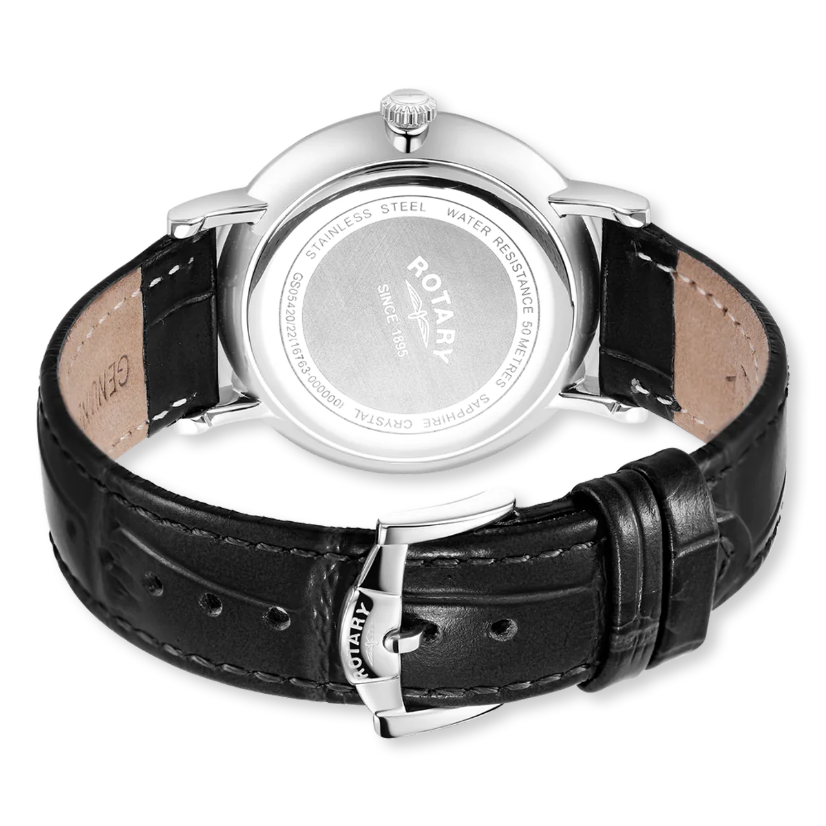 Rotary Heritage Watch, White Dial with Black Leather Strap - GS05420/22
