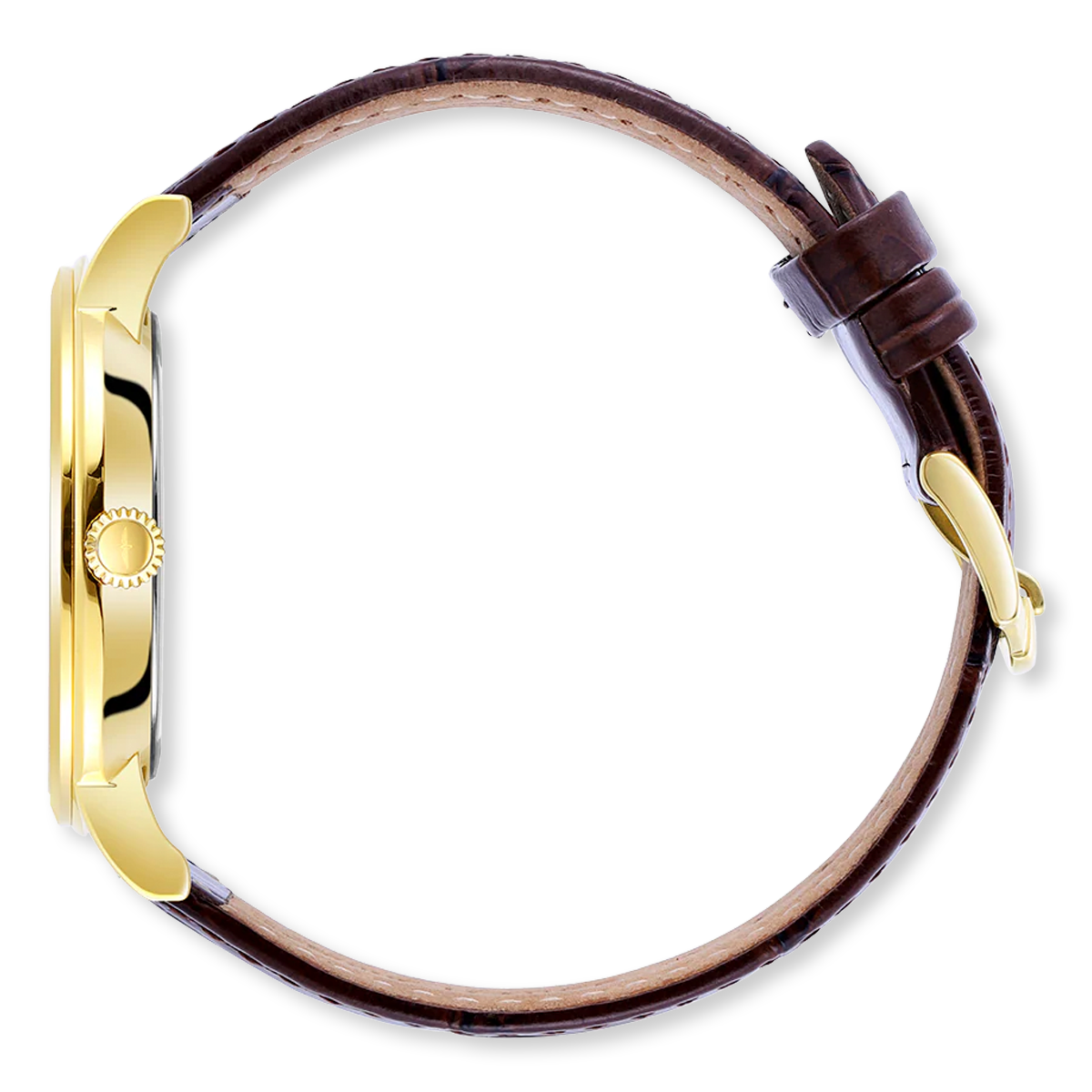 Rotary Heritage Gold Plated Watch, Champagne Dial with Brown Leather Strap - GS05423/03