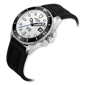 Rotary Seamatic Automatic Diver, White Dial with Black Silicone Strap - GS05430/06