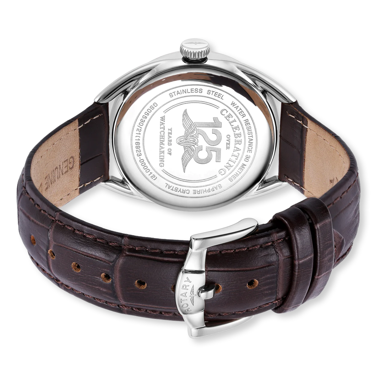 Rotary Canterbury Watch, White Dial with Brown Leather Strap & Stainless Steel Case - GS05530/21