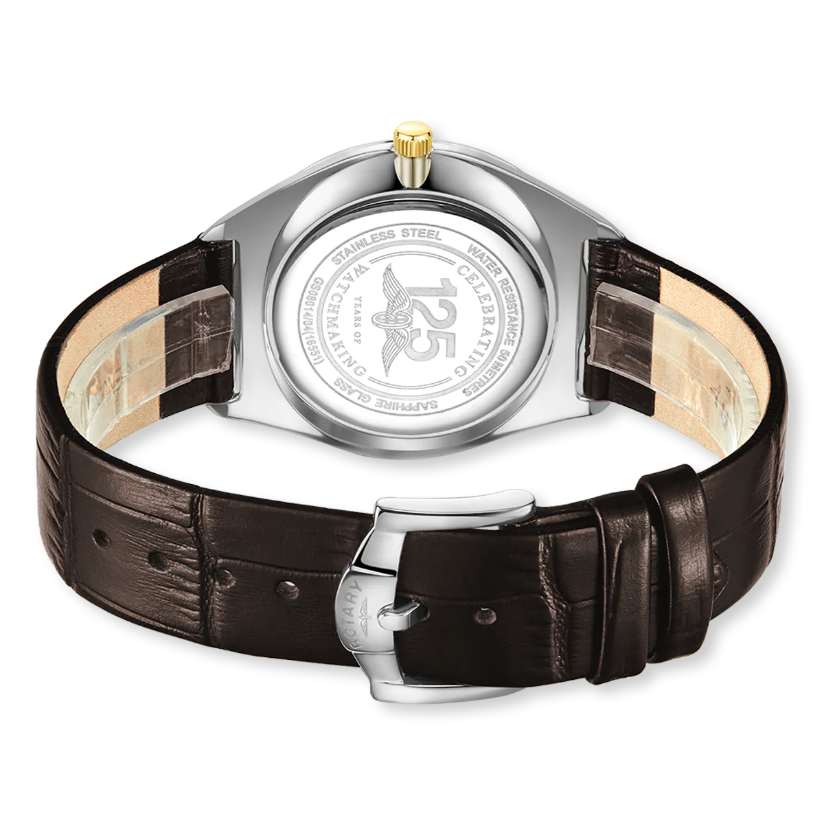 Rotary Ultra Slim Watch, Silver Dial with Brown Leather Strap - GS08010/02