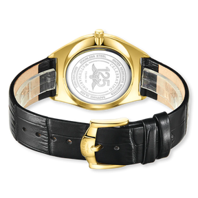 Rotary Ultra Slim Watch, White Dial with Black Leather Strap & Gold Plated Case - GS08013/01