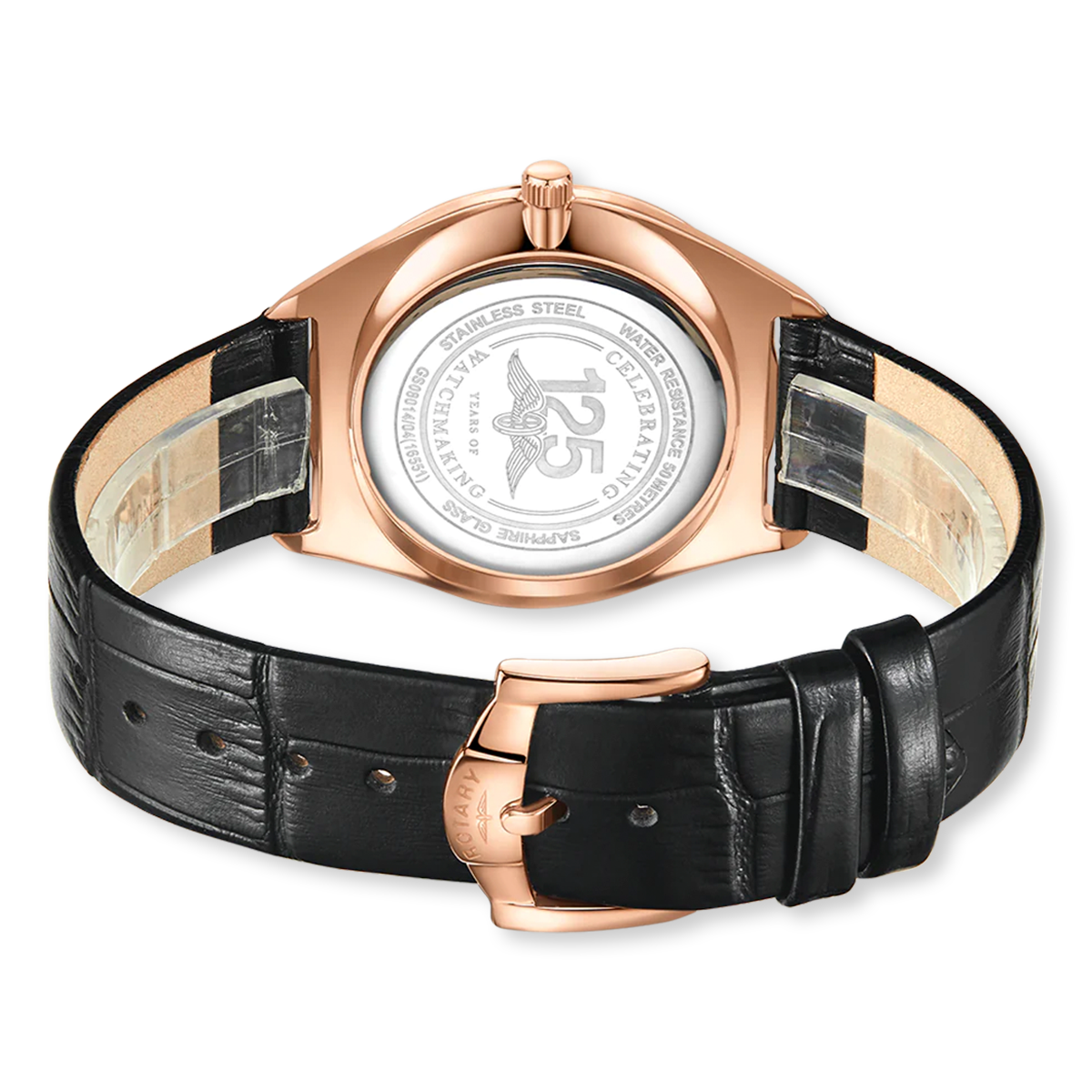 Rotary Ultra Slim Watch, Black Dial with Black Leather Strap - GS08014/04
