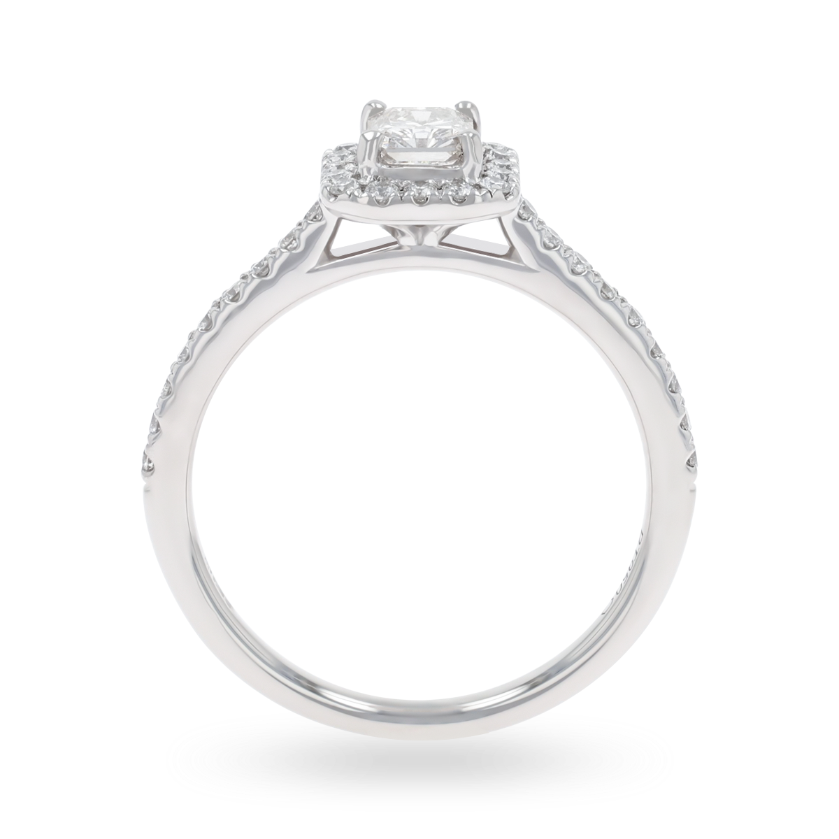 Platinum Radiant Shaped Diamond Halo & Shoulder 0.69ctw Ring