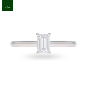 Platinum Emerald Cut Diamond Solitaire 0.65ct Ring