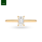 18ct Yellow Gold Emerald Cut Diamond Solitaire 0.85ct Ring