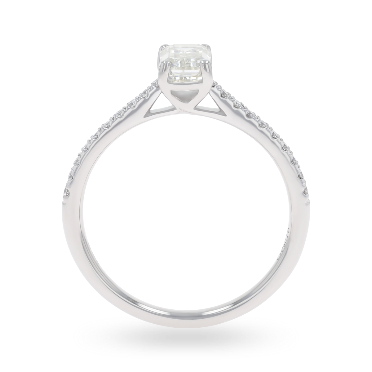 Platinum Emerald Cut Diamond Solitaire & Shoulder 1.06ctw Ring