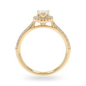 18ct Yellow Gold Pear Shaped Diamond Halo & Shoulder 0.70ctw Ring