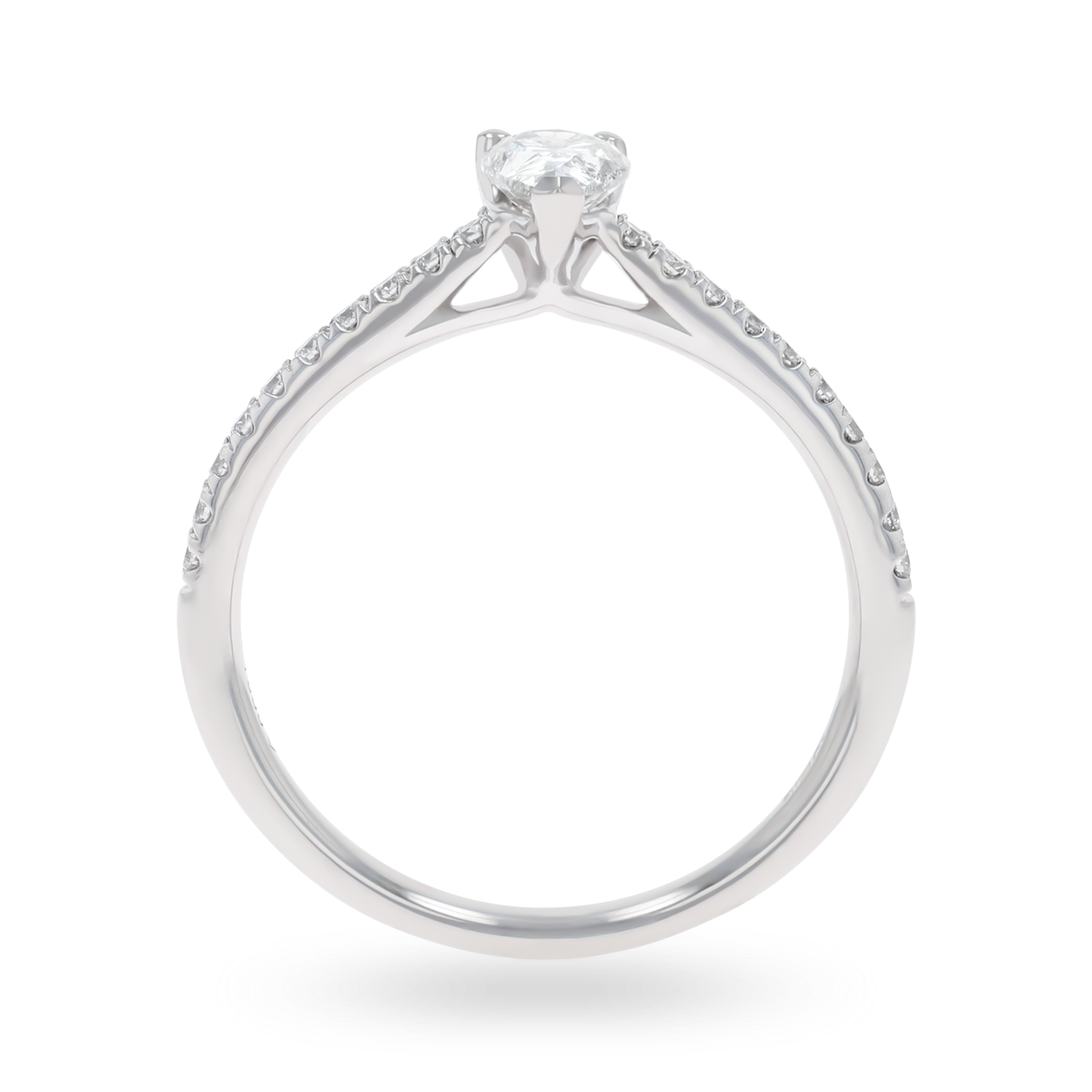 Platinum Pear Cut Diamond Solitaire & Shoulders 0.65ctw Ring