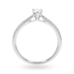 Platinum Pear Cut Diamond Solitaire & Shoulders 0.65ctw Ring