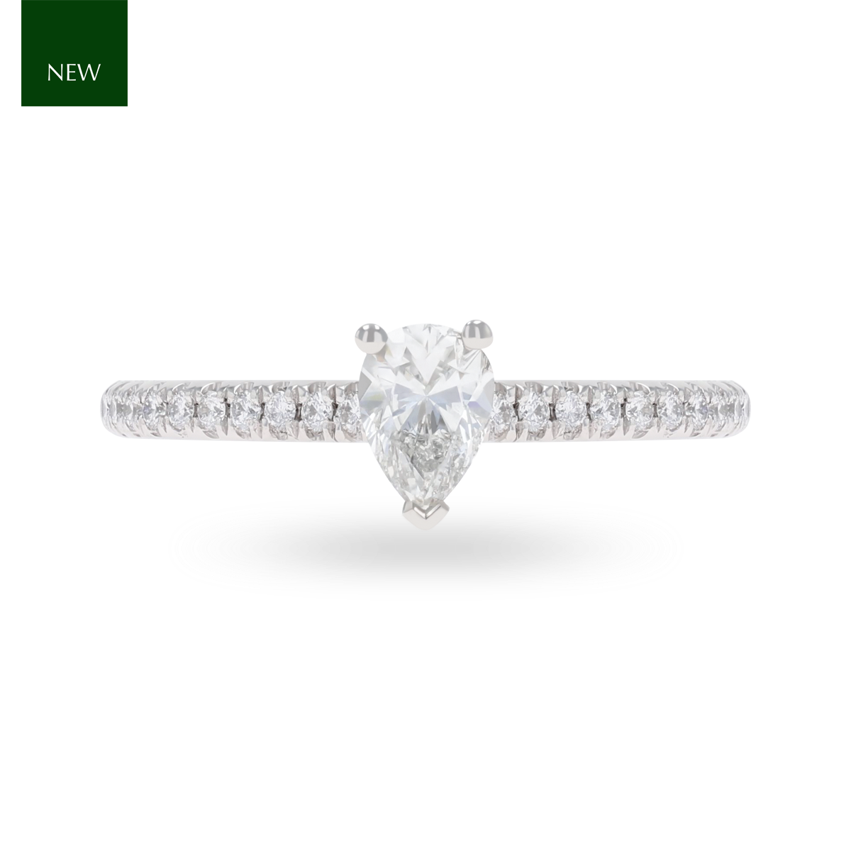 Platinum Pear Cut Diamond Solitaire & Shoulders 0.65ctw Ring