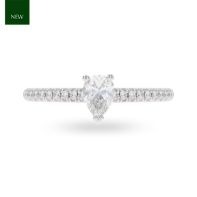 Platinum Pear Cut Diamond Solitaire & Shoulders 0.65ctw Ring