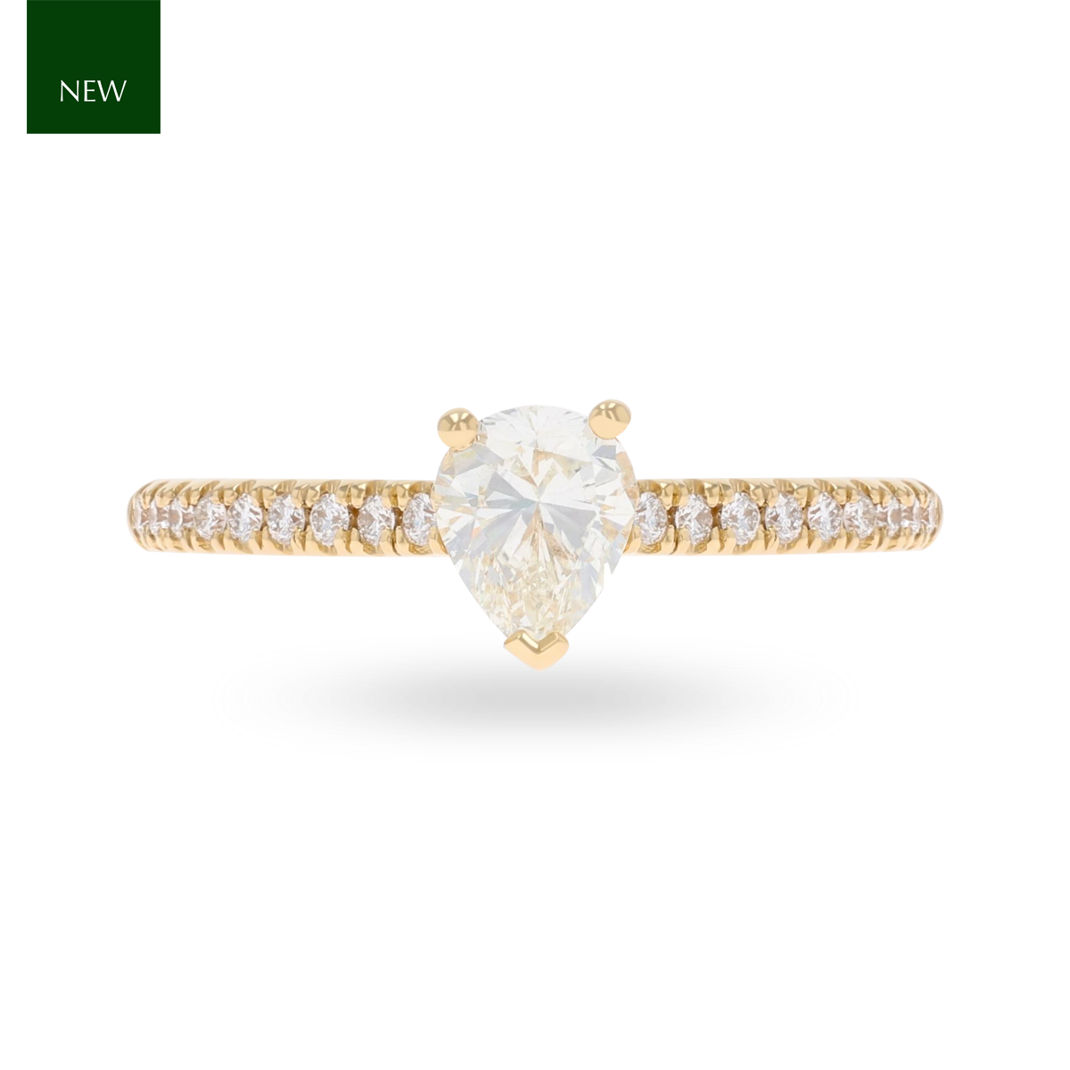 18ct Yellow Gold Pear Cut Diamond Solitaire & Shoulder 0.84ctw Ring