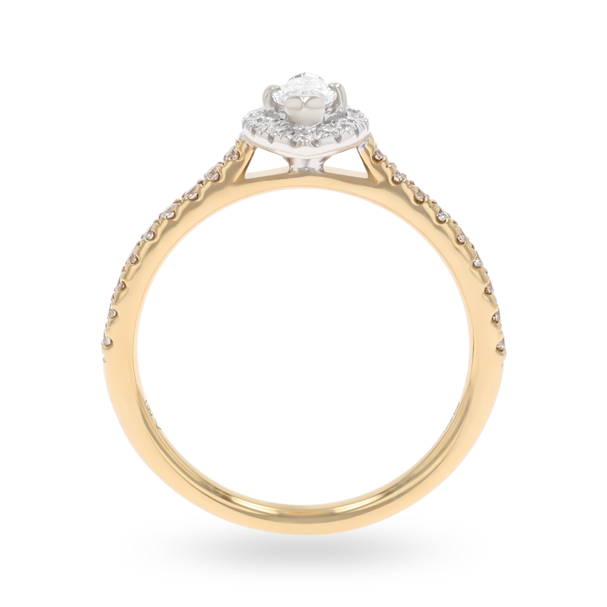 18ct Two Colour Gold Marquise Shaped Diamond Halo & Shoulder 0.49ctw Ring