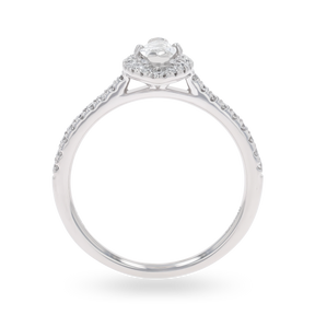 Platinum Marquise Shaped Diamond Halo & Shoulder 0.61ctw Ring