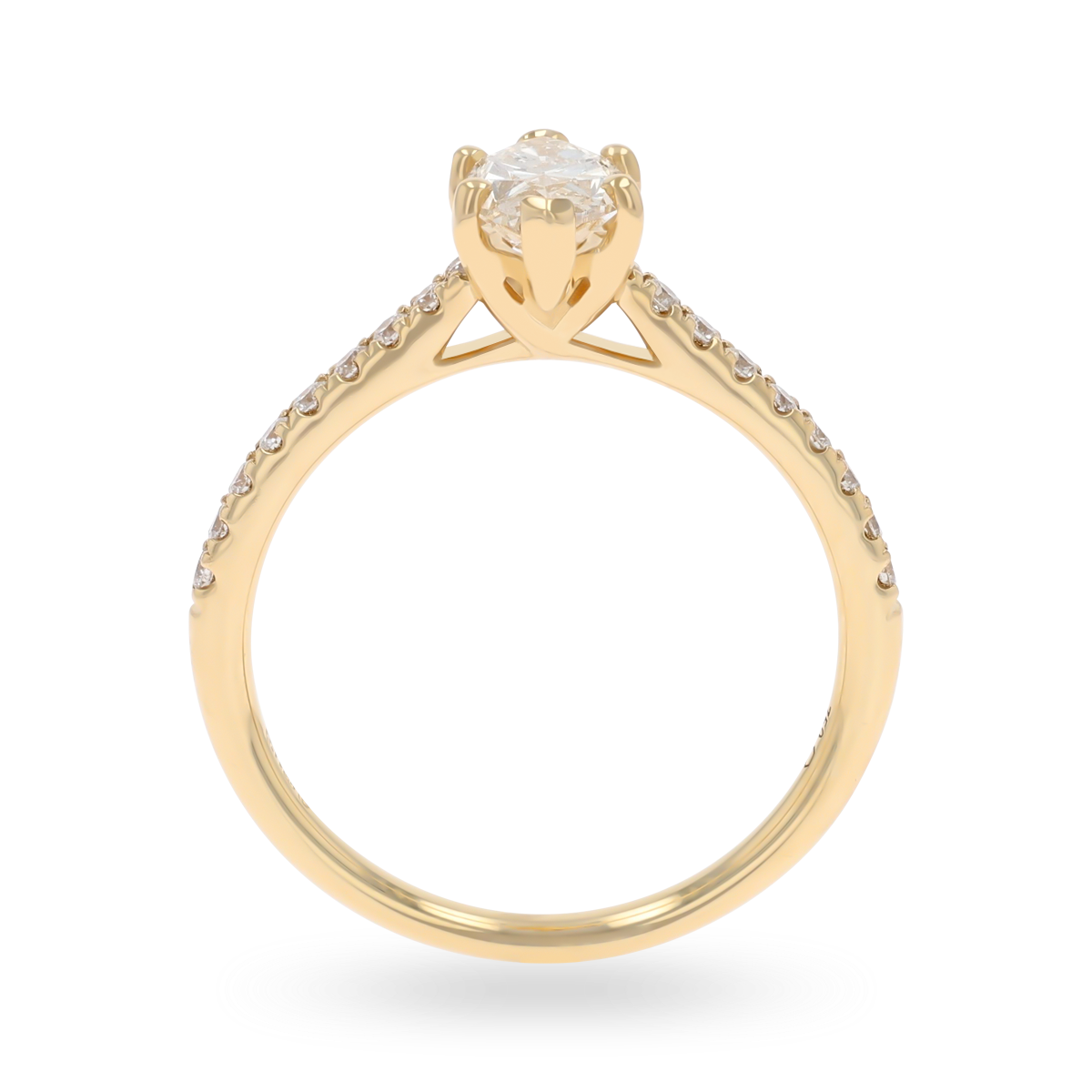 18ct Yellow Gold Marquise Cut Diamond Solitaire & Shoulder 1.11ctw Ring