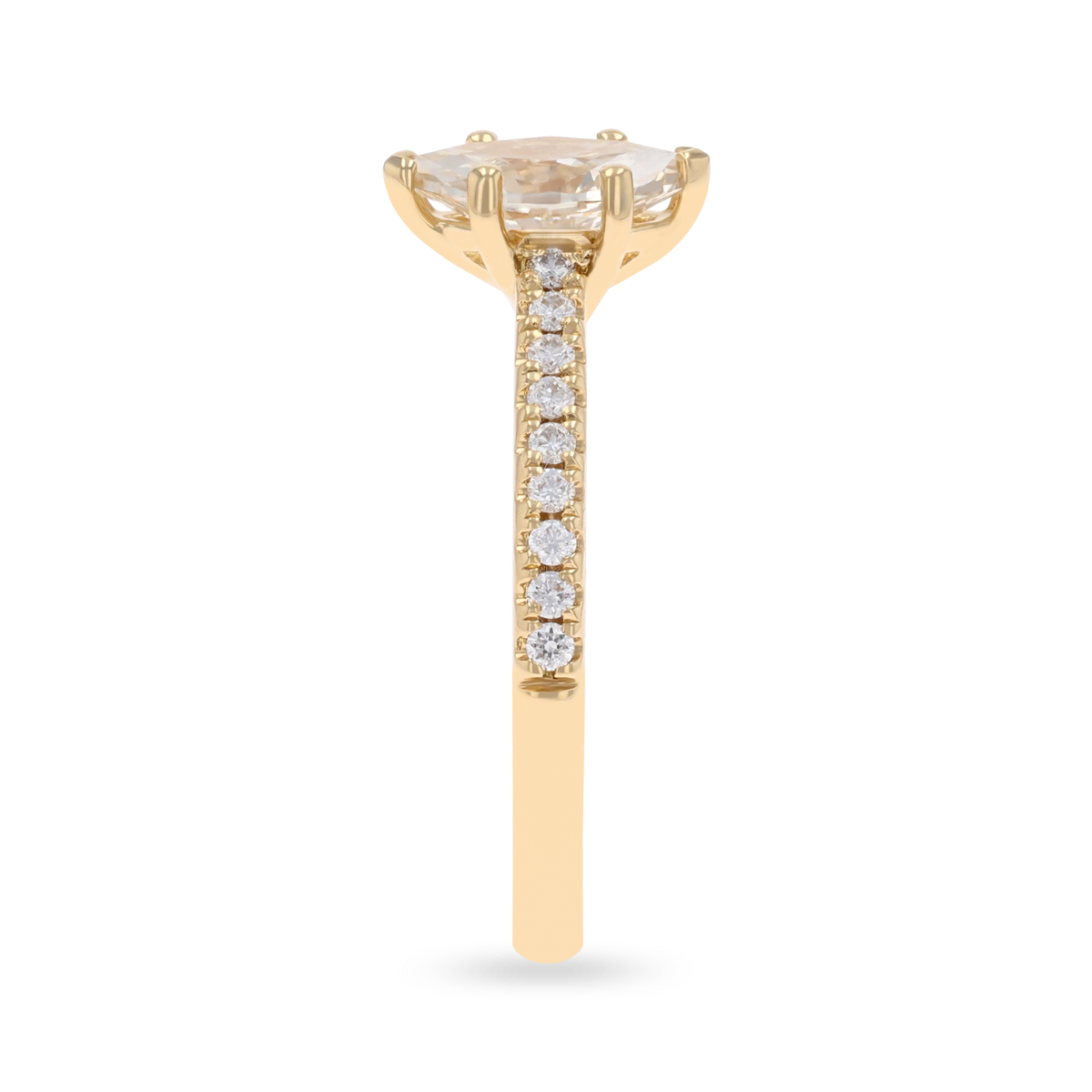 18ct Yellow Gold Marquise Cut Diamond Solitaire & Shoulder 1.11ctw Ring