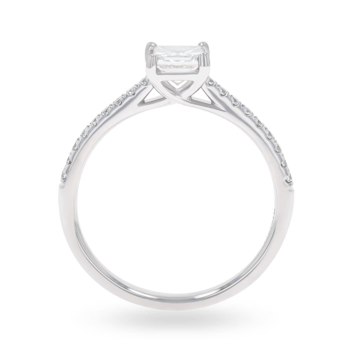 Platinum Princess Cut Diamond Solitaire & Shoulder 0.86ctw Ring